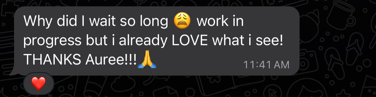 Capture d’écran de message disant qu’elle est revenue à une taille 38.